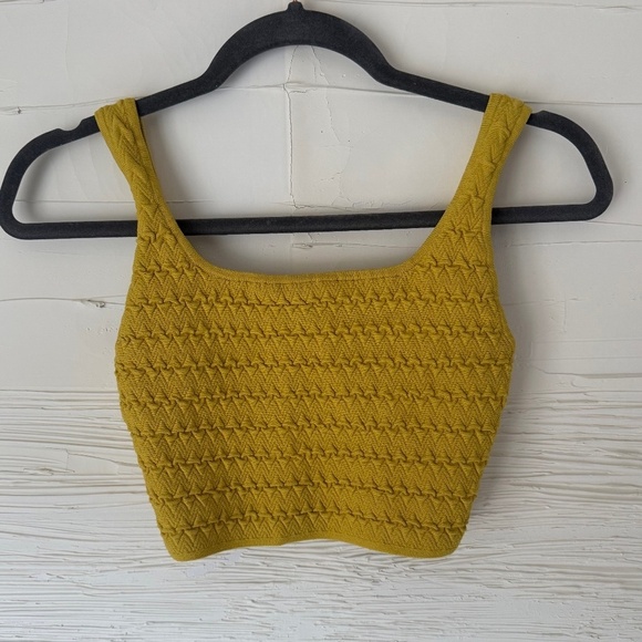 Aritzia Mustard Yellow Textured Crop Top - Picture 1 of 5